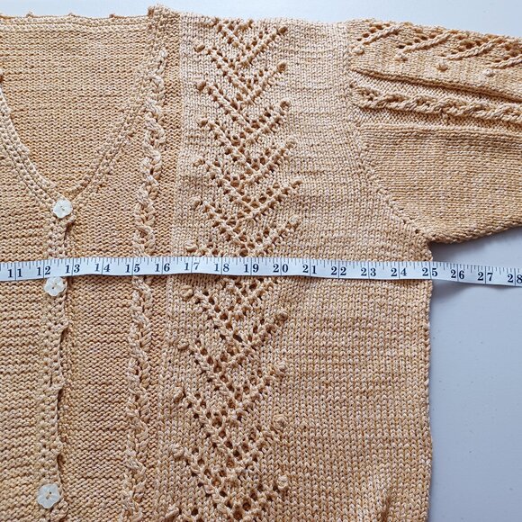 Handmade Yellow Mixed-knit Short Sleeve Cardigan - Picture 8 of 14